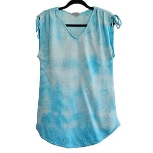 Kelleydeeee OG Tie Dye Waffle Knit V Neck Sleeveless Top Women Size S